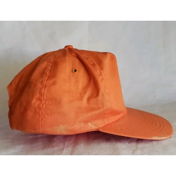Vtg Saturday Night Fever Disco Hat Travolta Snapback Brow Flap Orange 70s USA